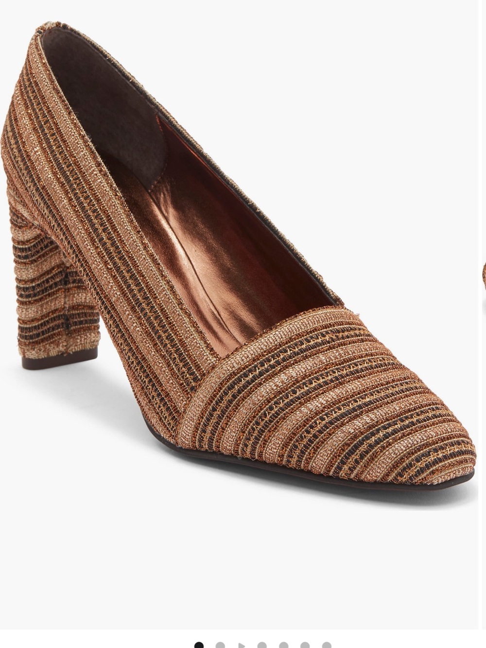 Jeffery Campbell Mantra Woven Pump Copper Brocade Heels